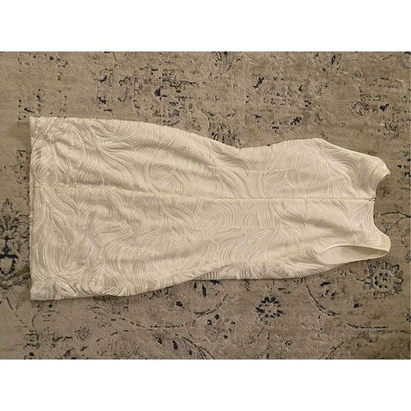 Belle Badgley Mishka Shift Sequin Ivory Sheath Swirly Dress, Size 2, MSRP $179 - Picture 9 of 13